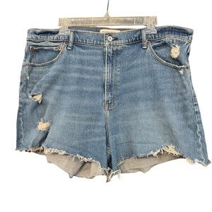 Abercrombie Curve Love 4” Mom Shorts High Rise Distressed 34